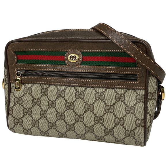 Gucci GG Shoulder Bag Sherry Web Canvas Brown Green Red - Picture 1 of 6